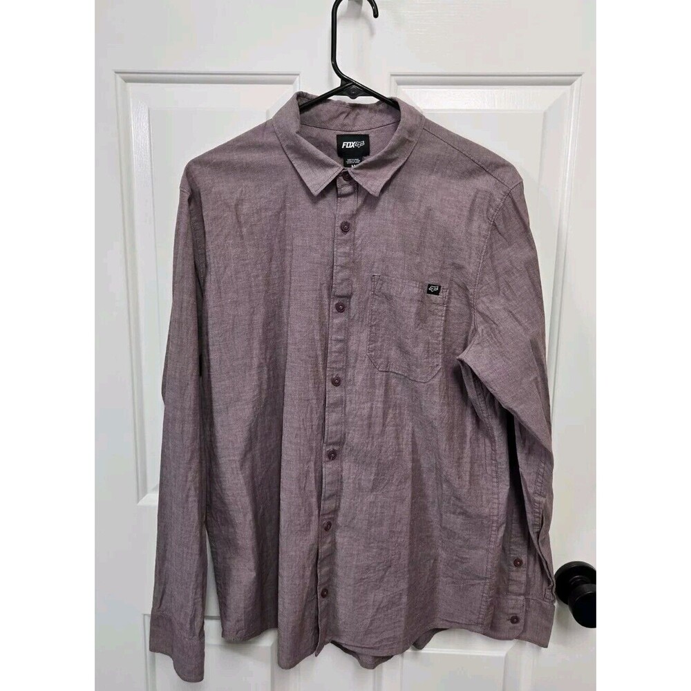 Fox Racing Shirt Mens M Purple Cotton Collared Button Up Long Sleeve